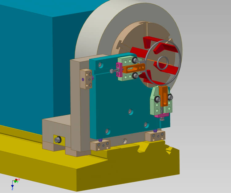 Concept illustration of an inverted CNC North ID Shoe Holder Tooling